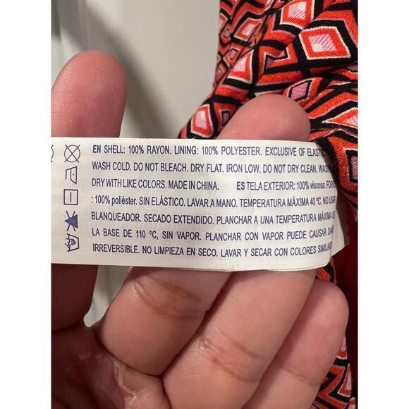 Women’s Rayon Geometric Preppy Romper  Orange Black White Small - Picture 5 of 7